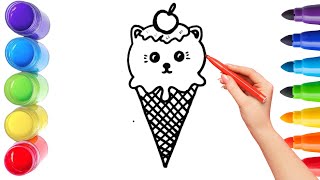 How To Draw cute icecreamdrawing Ice Cream Drawing Painting amp Coloring For Kids and Toddlers🌈🎨 [upl. by Katt]