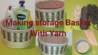 How to make A Basket From Leftover Yarn  How to make Basket With leftover Yarns  Easy DIY Basket [upl. by Blader]