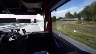 Sweden Arlanda Airport CoachesFlygbussarna ride from Airport Terminal 5 to Stockholm City [upl. by Nolana]