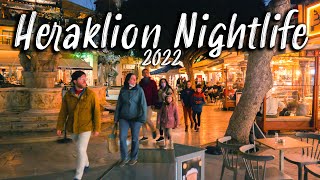 Heraklion Crete Nightlife Walking tour 4K UHD  Crete Greece 2022 [upl. by Raff]