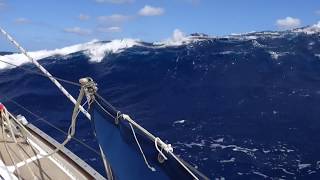 28 foot yacht semi knock down by breaking wave in stormy seas [upl. by Briano]