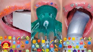 Satisfying EMOJI FOOD CHALLENGE ASMR Eating Cornstarch Frozen Honey Jelly Fondant Mukbang 먹방 [upl. by Ajam]