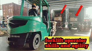 The skill and agility of the forklift operator when loading goods [upl. by Rashidi77]