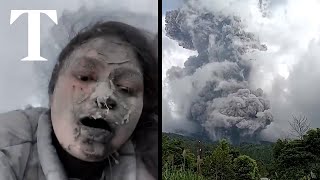 Hikers trapped as volcano erupts on Mount Marapi in Indonesia [upl. by Ledua]