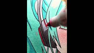 HOW TO COLOR HATSUNE MIKU MARKER EASY  draiwnganime markertutorial hatsunemiku fpy shorts [upl. by Vitia]