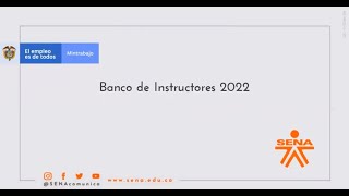 Banco de instructores contratistas SENA 2022 Explicación de perfiles [upl. by Calisa]