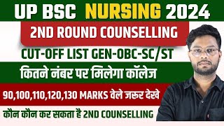 UP BSc Nursing 2nd Round Counselling  कितने मार्क्स पर मिलेगा Admission  कितने पर मिलेगा कॉलेज [upl. by Engeddi]