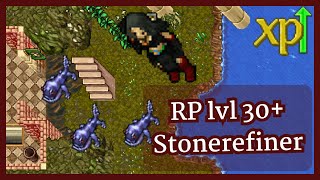 Tibia hunt RP lvl 30 Stonerefiner 400450kh XP 30k Profit [upl. by Caves321]