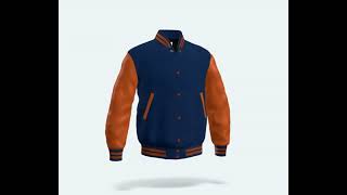 Letterman Jacket Royal Blue Wool Body Orange Leather Sleeves Varsity Jacket [upl. by Goodrich]