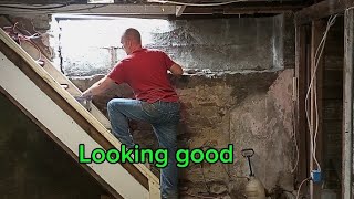 Mortaring the basement wall remodeling part 1 [upl. by Alidia676]