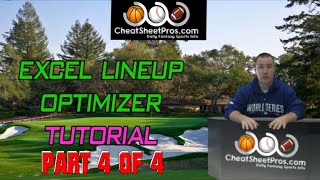 DFS Lineup Optimizer in EXCEL Tutorial  part 4 [upl. by Reta909]