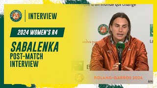 Sabalenka Round 4 postmatch interview  RolandGarros 2024 [upl. by Netsirc]