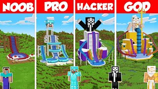 Water Slide  Water Park Build Battle Challenge  Noob vs Pro vs Hacker vs God  Minecraft Animation [upl. by Weirick]