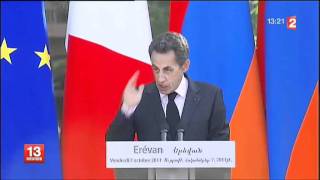 Sarkozy en Arménie veut une reconnaissance du génocide  Le Figaro [upl. by Ellynad]