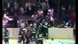 Wisconsin v North Dakota Hockey Brawl [upl. by Farrison]