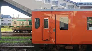 JR只見線キハE120形・キハ110形首都圏色 会津若松駅到着 JR East Tadami Line KiHaE120 series and KiHa110 series DMU [upl. by Gerg]