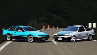 Keiichi Tsuchiya AE86 vs Street Version AE86 on Gunsai Hot Version Touge Battle  Assetto Corsa [upl. by Calan99]