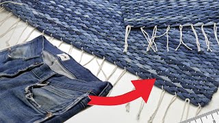 How To Weave Rug Using Old Jeans 👖 [upl. by Remmus]