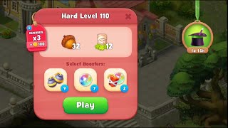 Gardenscapes Level 110 Walkthrough quotNo Boosters Usedquot [upl. by Anailuj513]