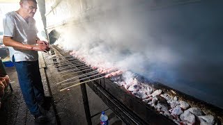 Amazing Uzbek Food in Samarkand  GIANT 21 METER Kebab Grill  Ancient Uzbekistan [upl. by Ettari]