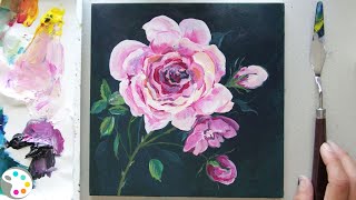 How to Paint a Rose Acrylic 🌹 Easy StepbyStep Painting [upl. by Nayt]