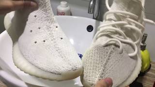 How to clean stains on primeknit of yeezys Adidas Yeezy Boost 350 V2 Cream White [upl. by Ilam]