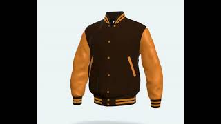 Varsity Letterman Jacket Brown Wool Body Bright Gold Leather Sleeves [upl. by Dorfman645]