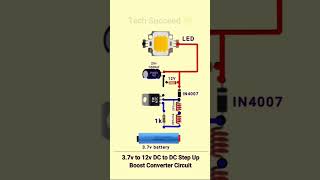 37v to 12v DC to DC Step Up Boost Converter Circuit boostconverter shorts viralshort reels [upl. by Hailat]