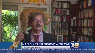 TV Commentators Cat Climbs Onto His Head During Interview [upl. by Stanleigh64]