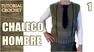 Como hacer un chaleco en crochet de hombre I Crochet de mami [upl. by Hesler]