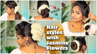 TRADITIONAL HAIRSTYLE WITH JASMINE FLOWERS  HAIRFALL CONTROL REGIMEN ❤️🤍 [upl. by Daisy]