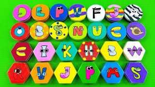 Alphabet Lore – Looking A to Z SLIME with Hexagon Circle Mix Colorful ASMR [upl. by Mulcahy]