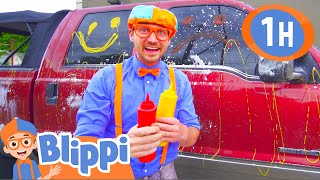 Learn to Wash Toy Trucks with Blippi  1 HOUR BEST OF BLIPPI  Blippi Toys  Educational Videos [upl. by Akemet]