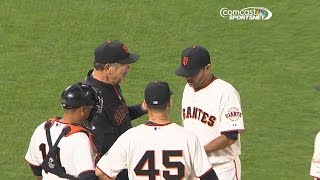 Bochy gives the ball to his son to pitch [upl. by Ratib]