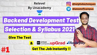 Get PLACED Instantly  Relevel Backend Development Test 2021  Syllabus amp Selection Process [upl. by Gnay]