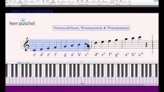 Musiktheorie 1 Notenschlüssel Notensystem und Notennamen [upl. by Aerdnua]