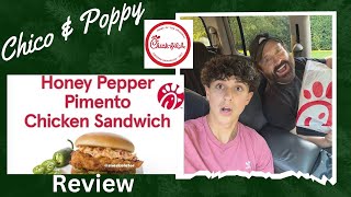 Chico amp Poppy do the Chick Fil A Honey Pepper Pimento Chicken Review [upl. by Haman411]