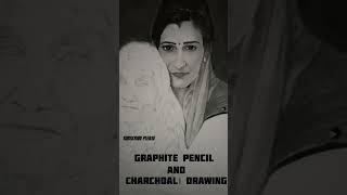 Graphite pencil and Charcoal pencil Portrait ll Shadding ll Art art shorts Shading [upl. by Dianna]