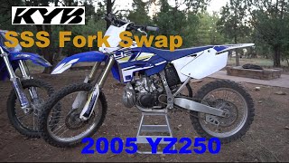 2005 YZ250 SSS forks and triple clamp conversion [upl. by Skylar]