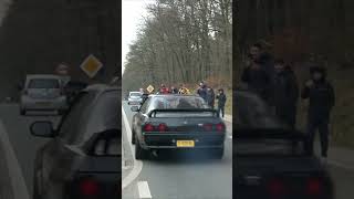 Nissan R32 GTR cant control his power and NO ABS FAIL gtr skyline jdm flames [upl. by Ahsaeym576]