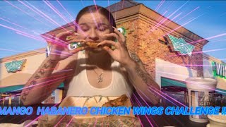 EATING MANGO HABANERO CHICKEN WINGS FROM WING STOP CHALLENGE [upl. by Bonnie]