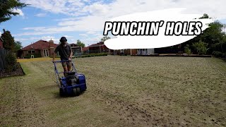 The struggles and benefits of scarifying and aerating a huge lawn  Spring 24 lawn reno part 2 [upl. by Drogin]