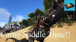 Allosaurus Attack And Carno Saddle  Ark Survival Evolved PS4 Gameplay Part 5 [upl. by Mitzl10]