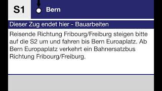 BLS Ansage  S1  Bern Dieser Zug endet hier Bitte auf die S2 umsteigen [upl. by Acinoda]