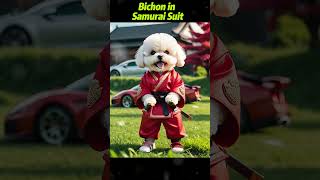 Bichon in Japanese Samurai suit Part 3 AI mario sonic dogs dog doglover [upl. by Kyne]