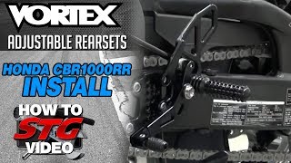 How to Install Vortex Adjustable Rearsets V2 Honda CBR1000RR from Sportbiketrackgearcom [upl. by Demetra]