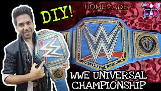 How To Make WWE Universal Championship Title Belt At Home  Blue Belt  Diy WWE Belts  Tutorial [upl. by Halika]