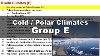 Koppen Scheme  Polar Cold Climate E  UPSC IAS Geography [upl. by Dierolf]