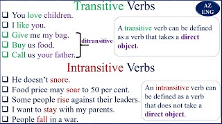 TRANSITIVE AND INTRANSITIVE VERBS [upl. by Obla]