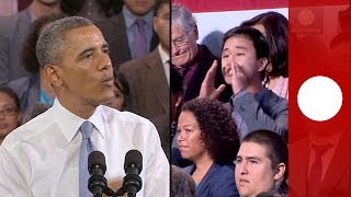 Video Obama confronts heckler at immigration speech [upl. by Jezreel]